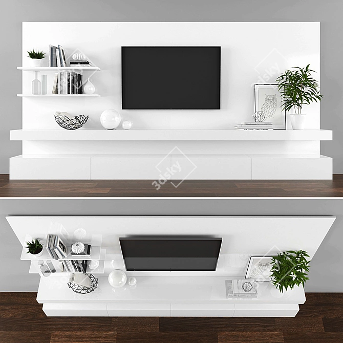 Modern TV Stand Set - Stylish and Functional 3D model image 1