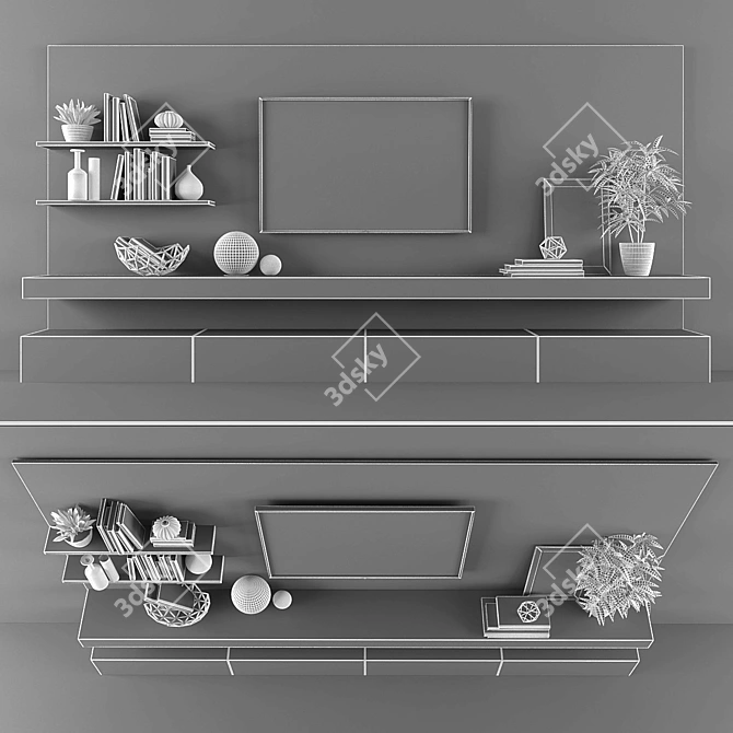 Modern TV Stand Set - Stylish and Functional 3D model image 2