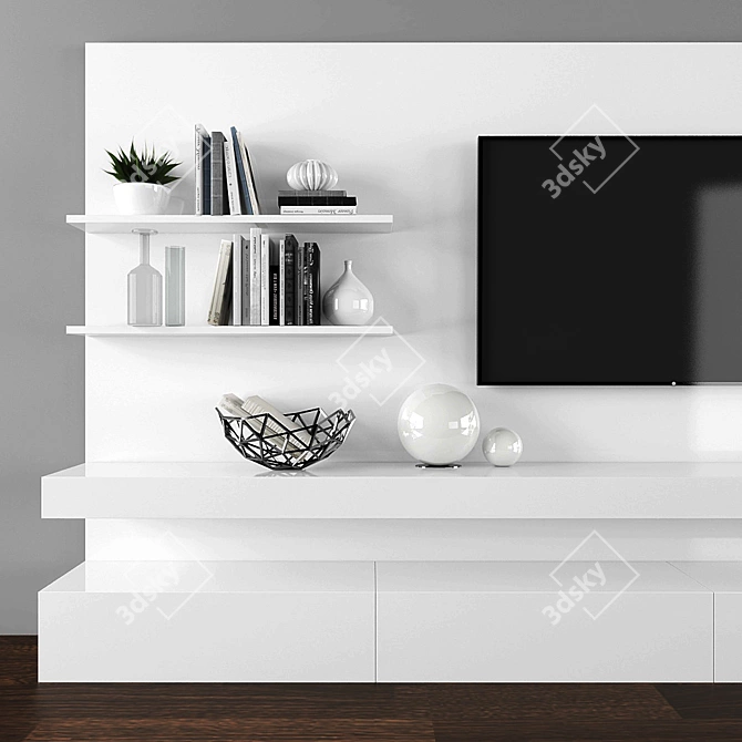 Modern TV Stand Set - Stylish and Functional 3D model image 3