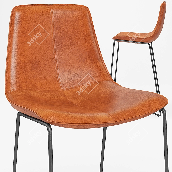 Modern Slope Leather Bar Stool 3D model image 2