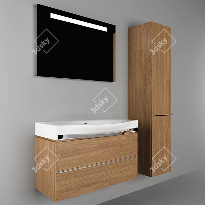 Elegant Vanity Set: Laufen Palace 3D model image 2