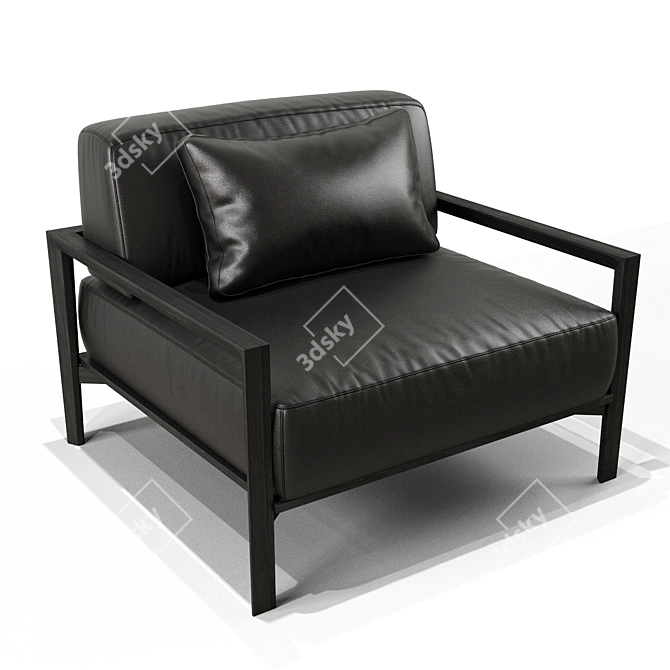 Luxury Leather Armchair with Armrests 3D model image 1