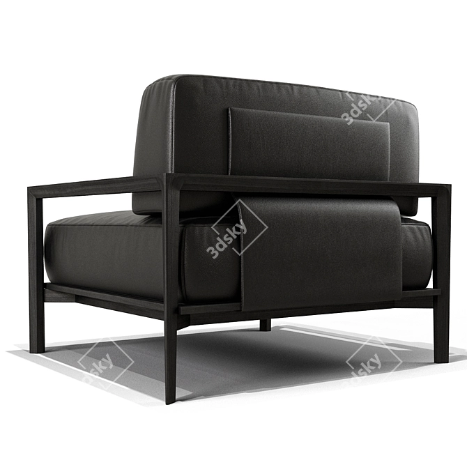 Luxury Leather Armchair with Armrests 3D model image 3