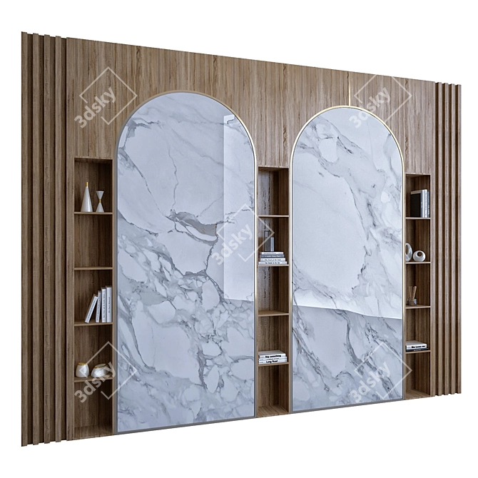 Wood Marble Shelf: Elegant and Versatile 3D model image 1