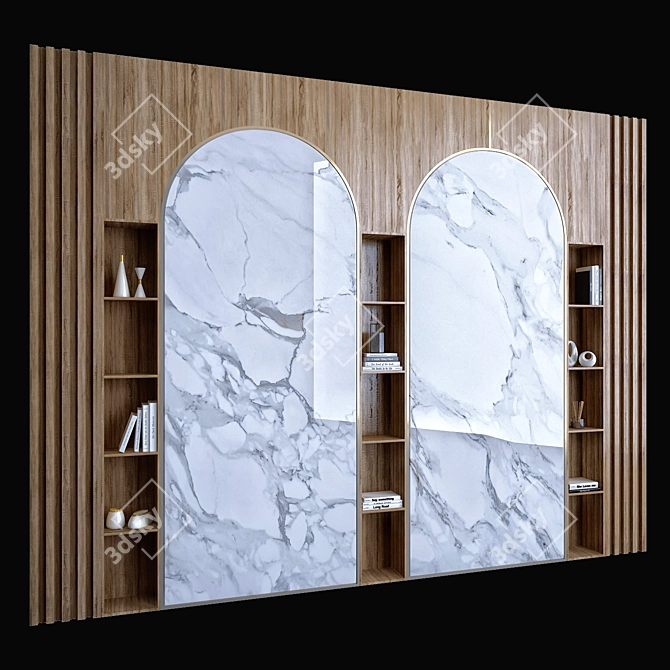 Wood Marble Shelf: Elegant and Versatile 3D model image 3