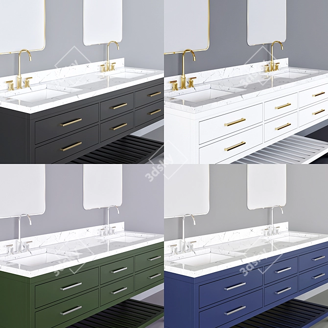 HUTTON Bathroom Furniture Set 3D model image 3