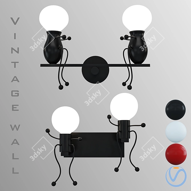 Vintage Humanoid Wall Light 3D model image 1