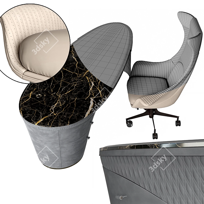 Luxury Jet Desk & Armchair Set 3D model image 3