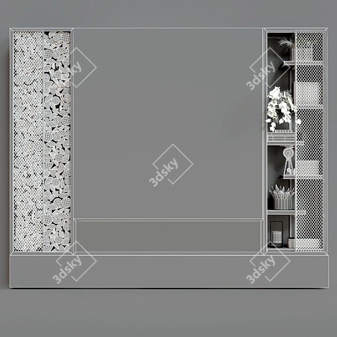 Modern Fireplace with Wood Storage and Shelves 3D model image 3