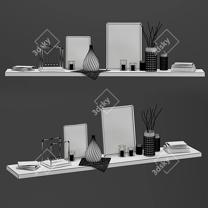 Elegant Candle Decor Set 3D model image 2