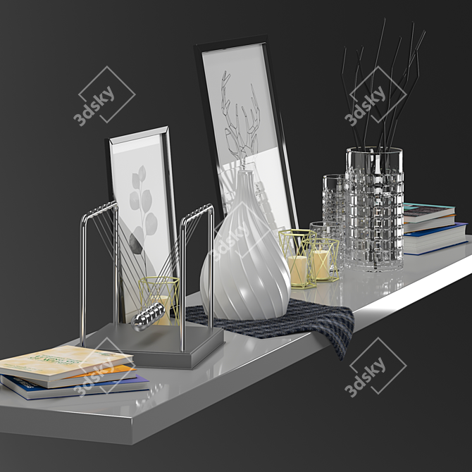 Elegant Candle Decor Set 3D model image 3