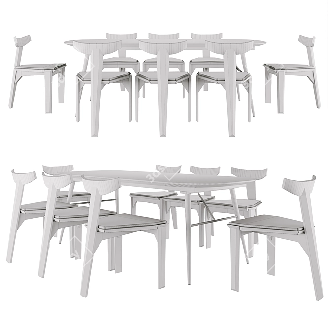 Elegant Verona Dining Table & Samurai Chair 3D model image 2