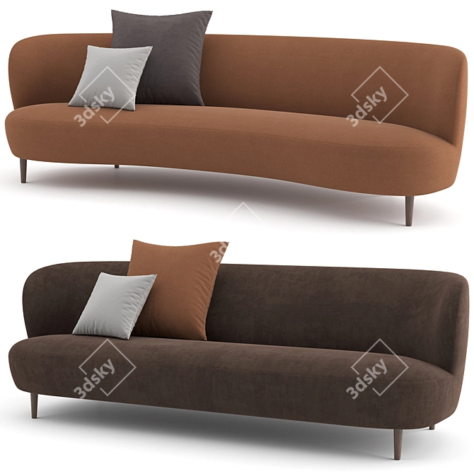 Modern Wood Base Stay Sofa 3D model image 1