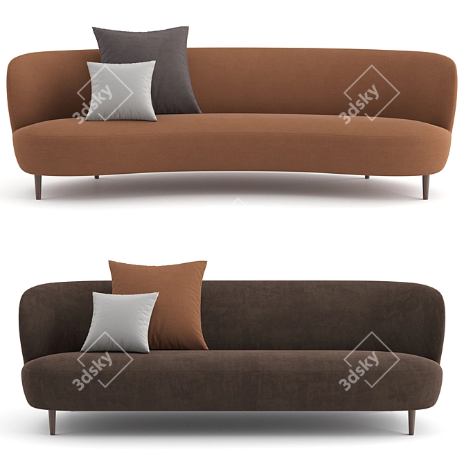 Modern Wood Base Stay Sofa 3D model image 2