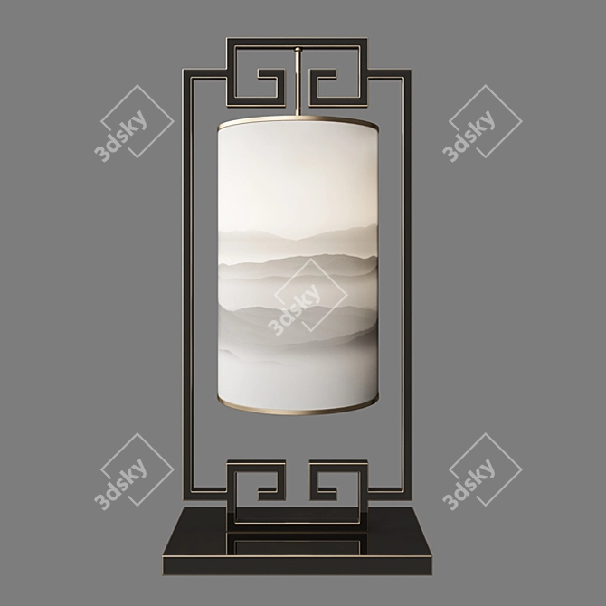 Sleek Oriental Glow: New Chinese Table Lamp 3D model image 1