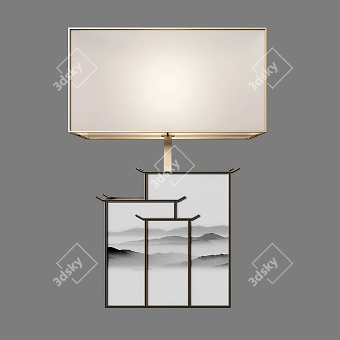 Elegant Chinese Table Lamp 3D model image 1