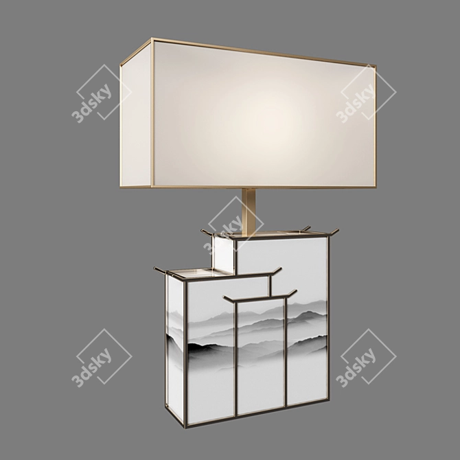 Elegant Chinese Table Lamp 3D model image 2