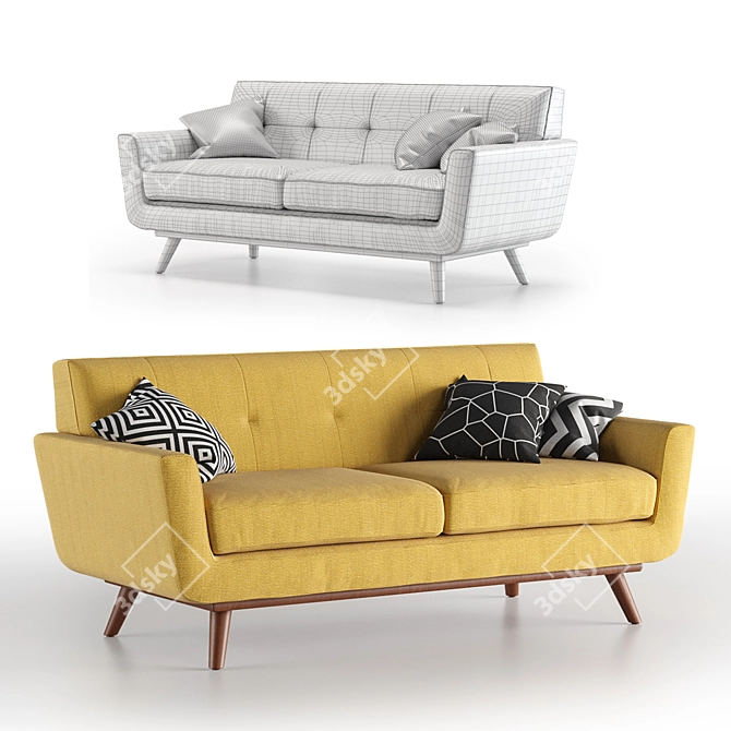 Vibrant Citrus Engage Loveseat: Stylish Comfort for Any Space 3D model image 3