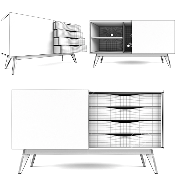 Avon Woodman Lacquered Sideboard 3D model image 3