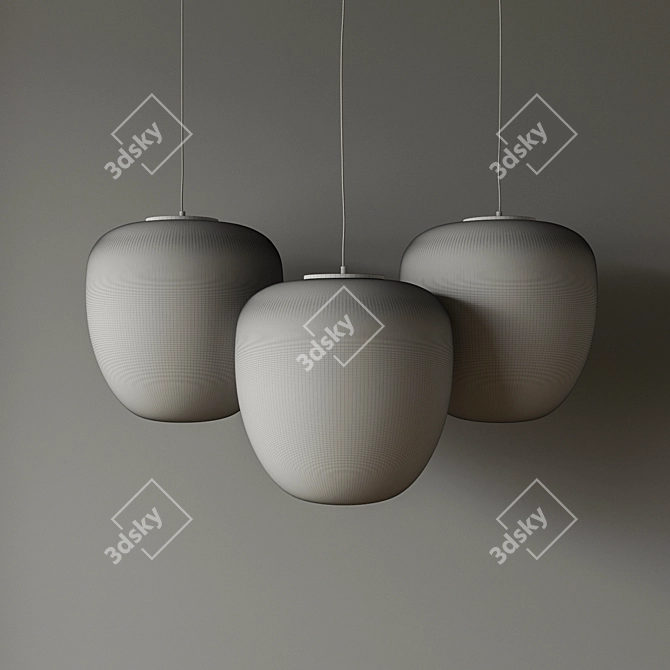 Elegant Glass Pendant Lamp in Rosebrass 3D model image 2