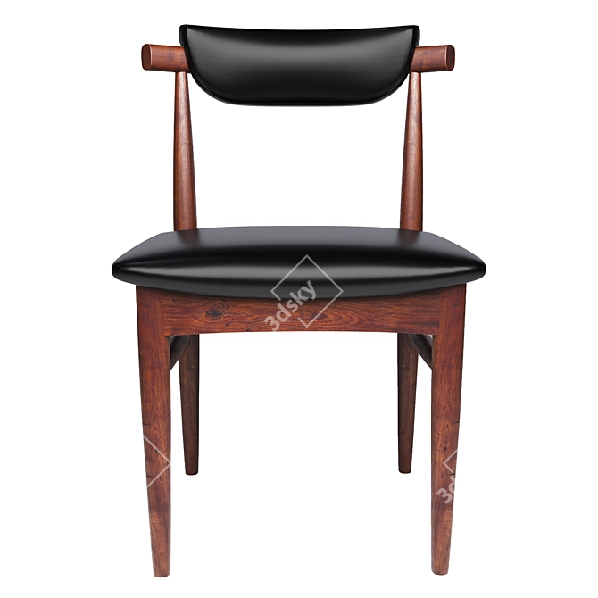 Custom Leather and Wood Chair 3D model image 2