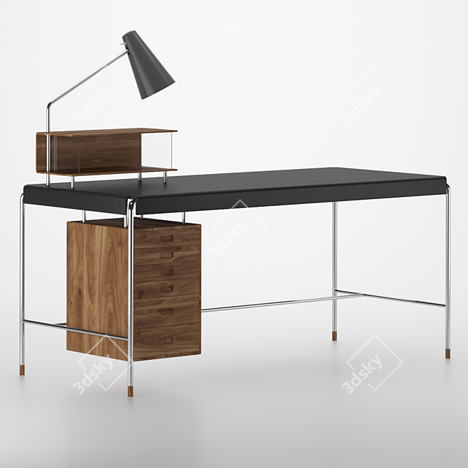 Modern Walnut Oil Black Society Table 3D model image 1