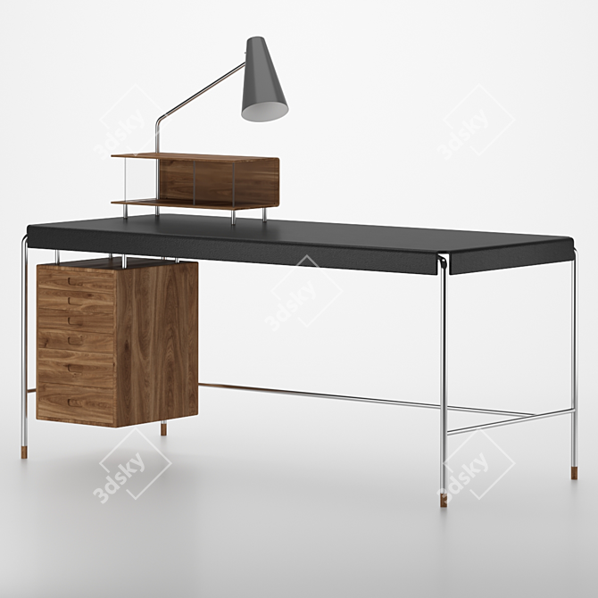 Modern Walnut Oil Black Society Table 3D model image 2