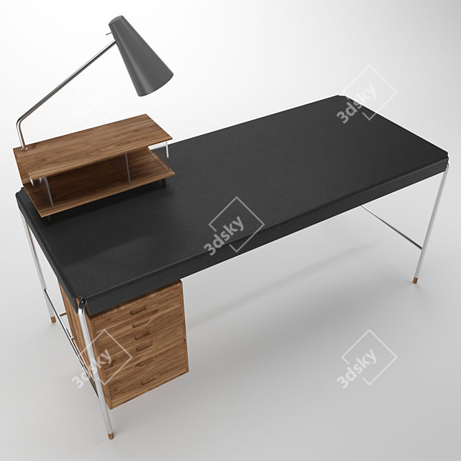 Modern Walnut Oil Black Society Table 3D model image 3