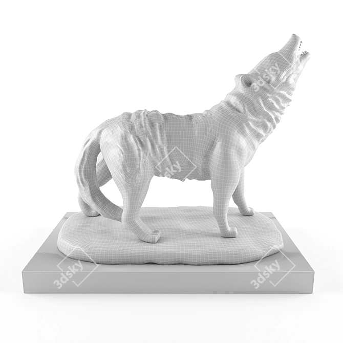 Majestic Wolf Statue 3D model image 2