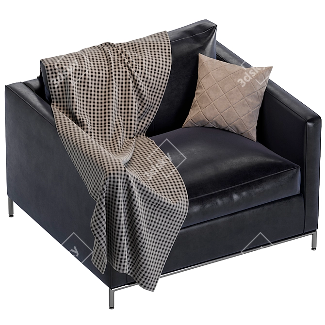 Sleek Leather Armchair: B&B George 3D model image 2
