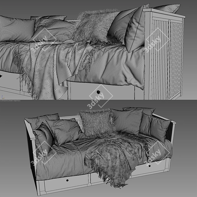 HEMNES Day Bed with 3 Drawers 3D model image 2