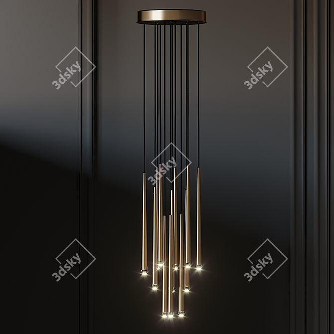 Elegant Aquitaine Round Chandelier 3D model image 2