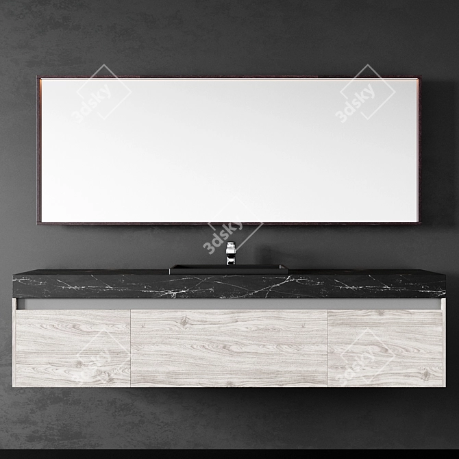 Sleek Hanging Dressing Table with Mirror 3D model image 1