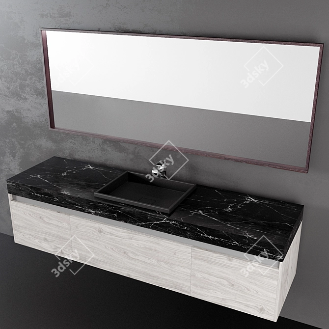 Sleek Hanging Dressing Table with Mirror 3D model image 2