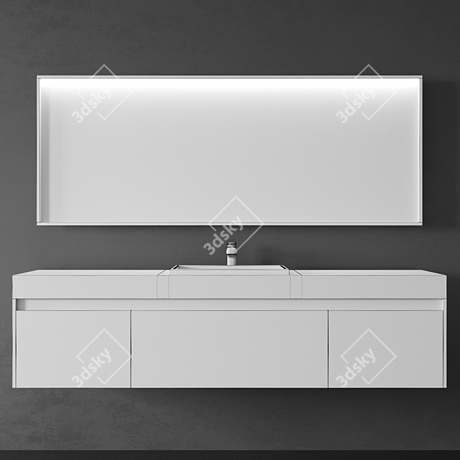 Sleek Hanging Dressing Table with Mirror 3D model image 3