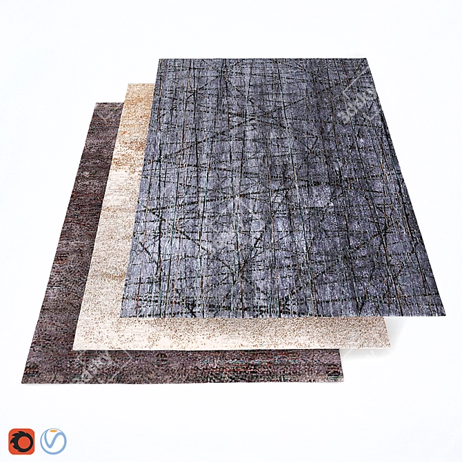 Luxury Silk & Wool Blend Himalayan Carpet 3D model image 1