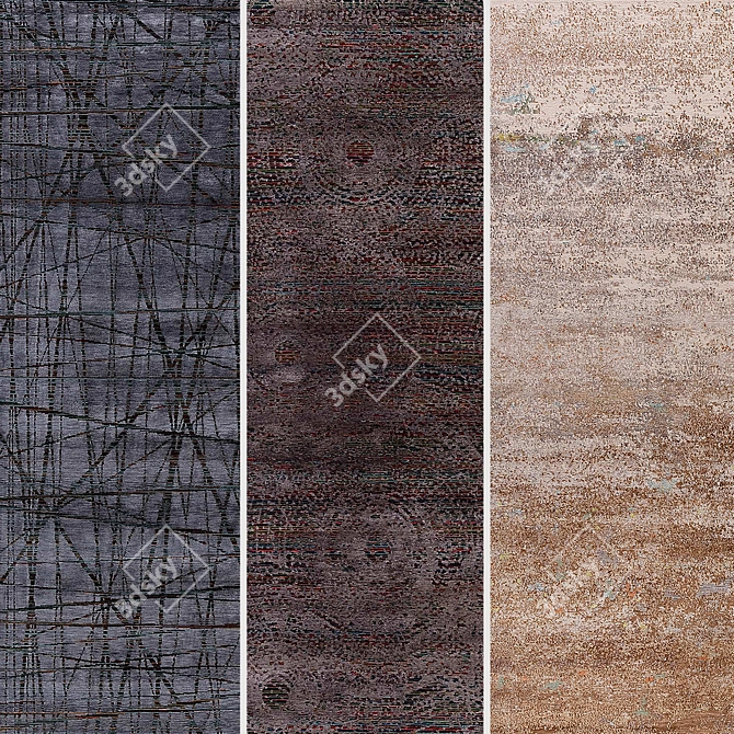 Luxury Silk & Wool Blend Himalayan Carpet 3D model image 2