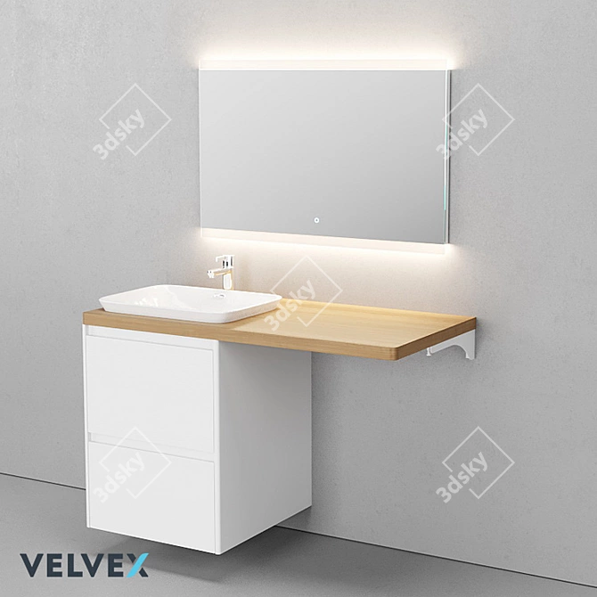 Modern White Vanity Set 3D model image 1