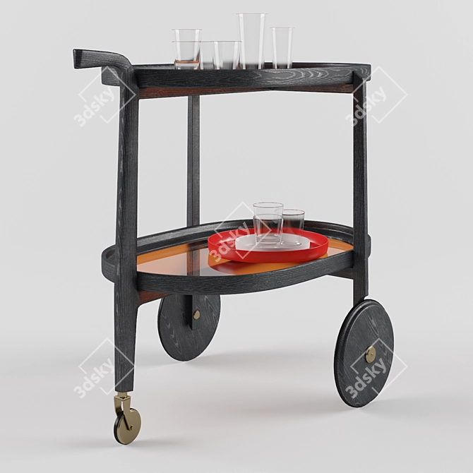 Elegant Mobile Bar Trolley 3D model image 1