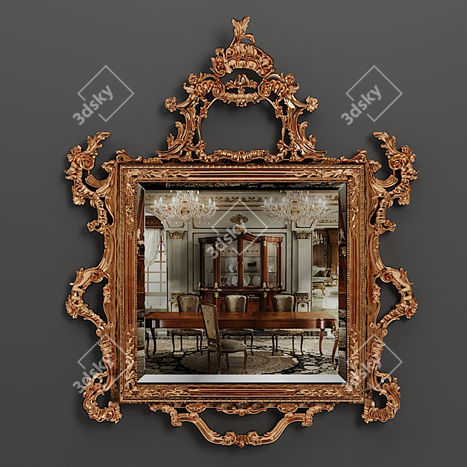 Elegant Baroque Mirror - Bella Vita 3D model image 1