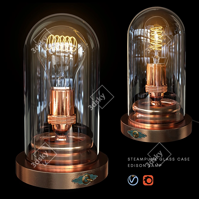 Steampunk Glass Dome - Edison Lamp 3D model image 1