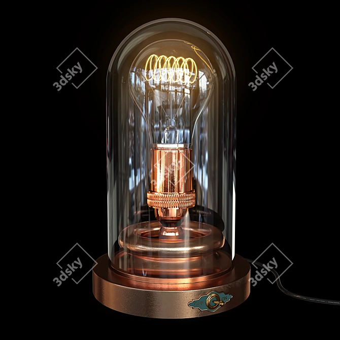 Steampunk Glass Dome - Edison Lamp 3D model image 2