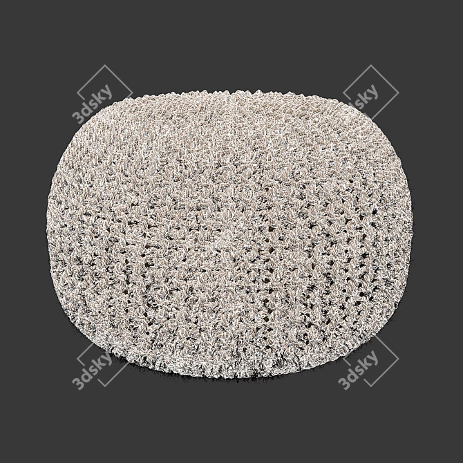 BISHO Wicker Pouf: Stylish and Versatile 3D model image 3