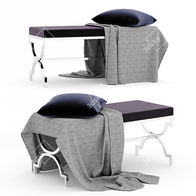 Velvet Upholstered Bench - Garda Decor 3D model image 1