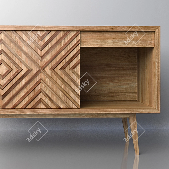 Wooden Storage Box 3D model image 2