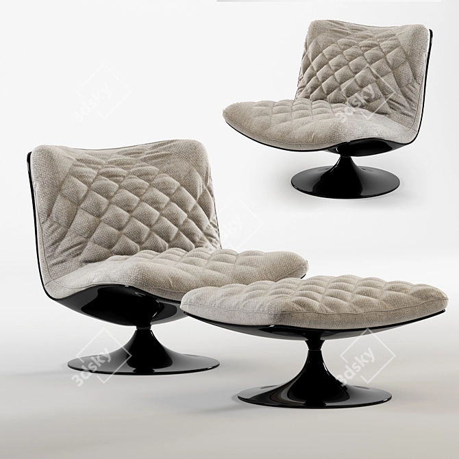 Elegant Velvet Armchair: 3D Model 3D model image 1