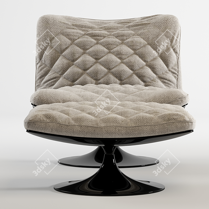 Elegant Velvet Armchair: 3D Model 3D model image 2