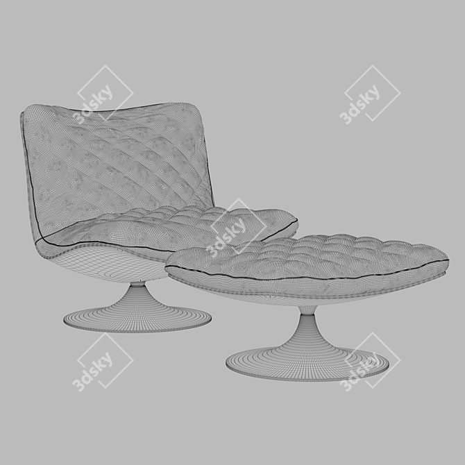 Elegant Velvet Armchair: 3D Model 3D model image 3