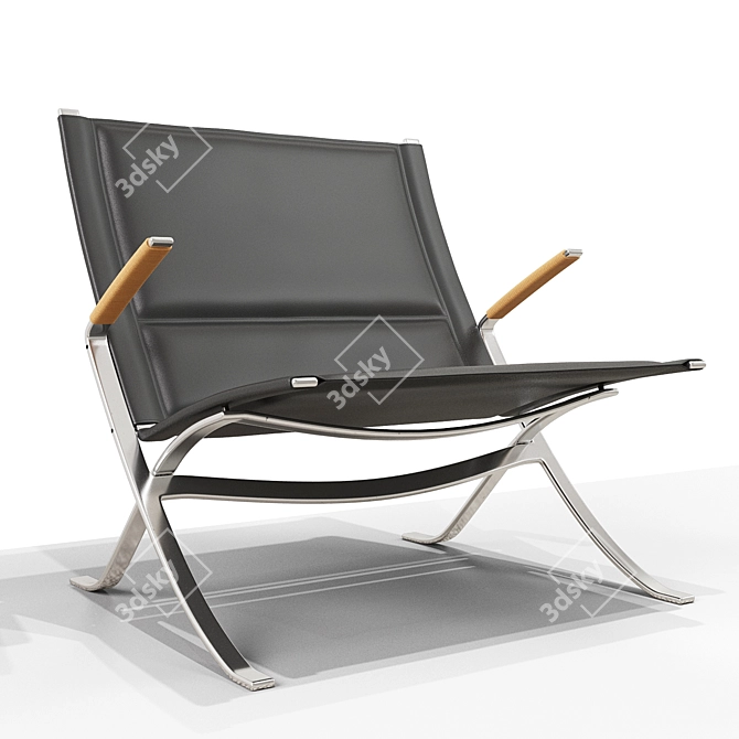 Analin Leather Lounge Chair 3D model image 2