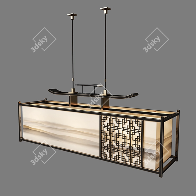 Elegant Oriental Ceiling Light 3D model image 2